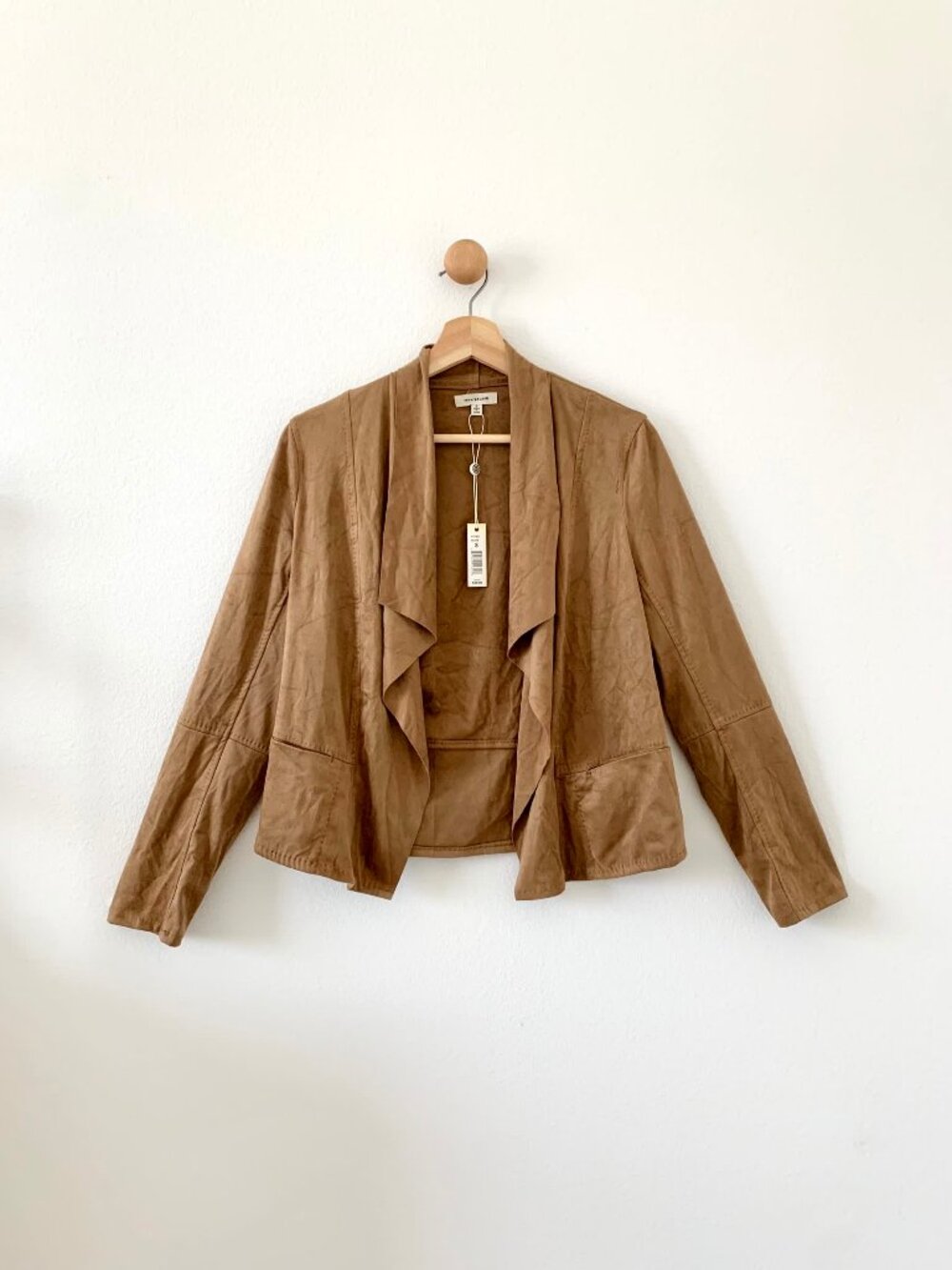Max Studio Brown Velvet Vicuna Open Cardigan Jacket Small